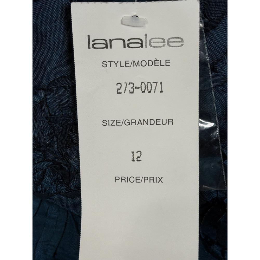 LANA LEE Blazer Jacket Blue on Blue Floral Velour Notched Collar Women Size 12 - Picture 5 of 7